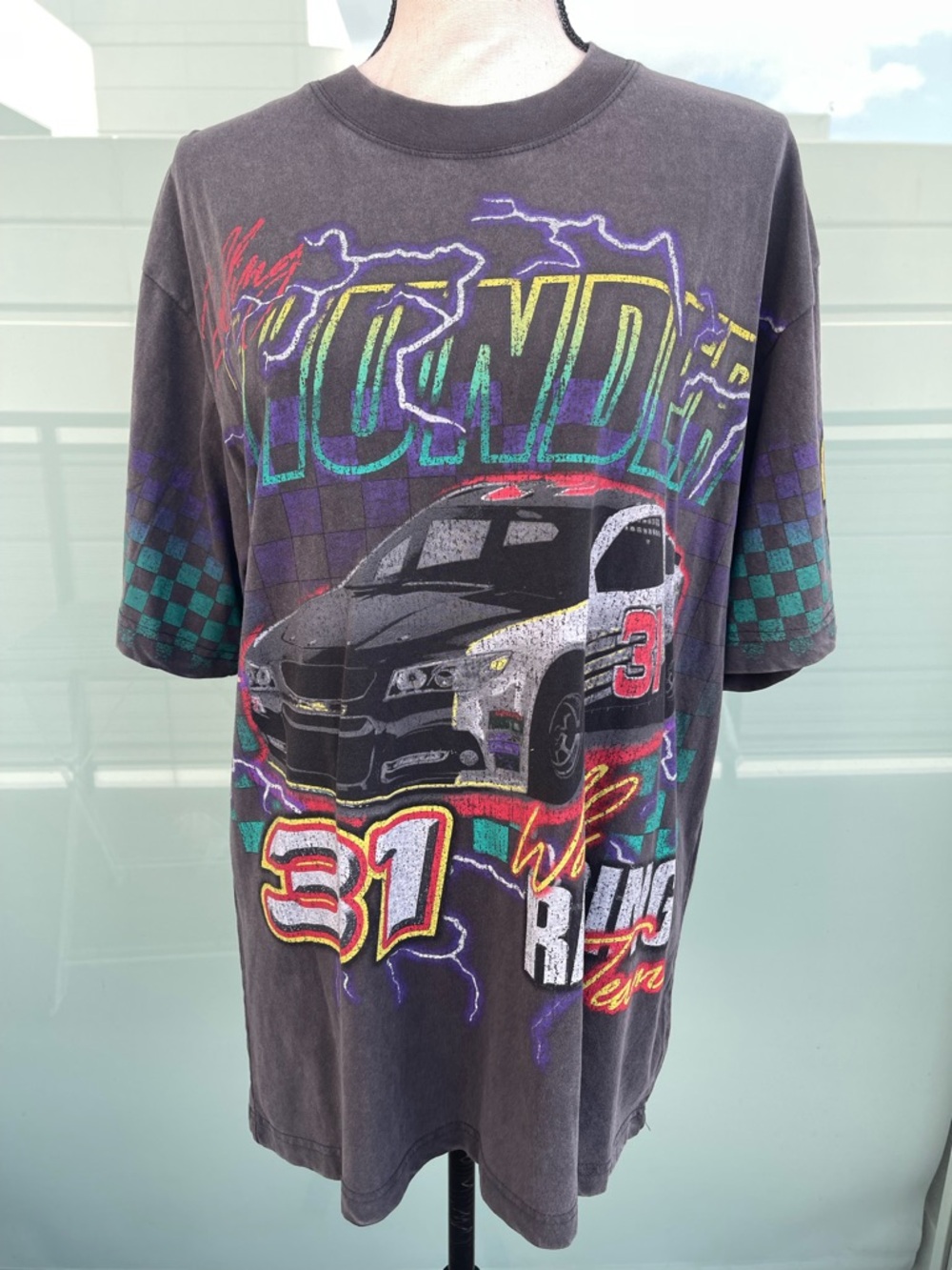 Alpha Collective Race Car Graphic Tee Thunder World Racing Tour Medium Gray